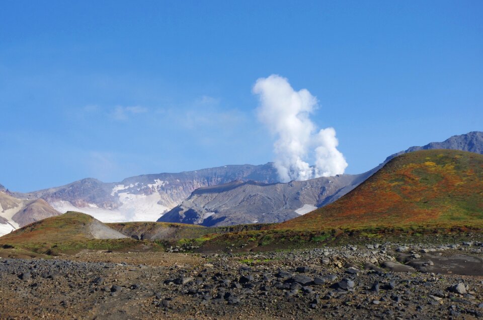 Clouds a column of ash kamchatka
