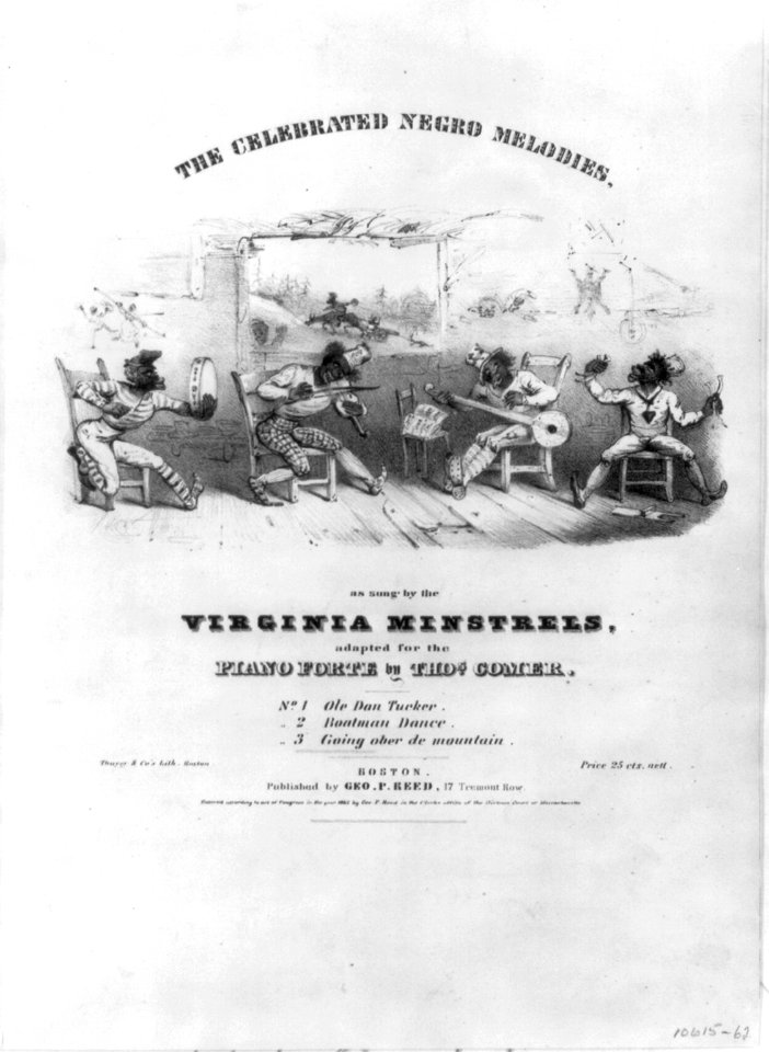 Illus. music covers showing the Virginia Minstrels performing- The celebrated Negro melodies LCCN2016647558