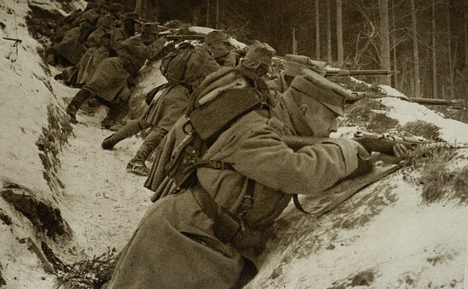 II Brygada Legionów Polskich - żołnierze w rowach strzeleckich