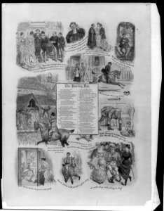 Illustrated humorous poem about the importance of fox hunting in British social life- wedding scene disrupted by hunting call LCCN2007680179
