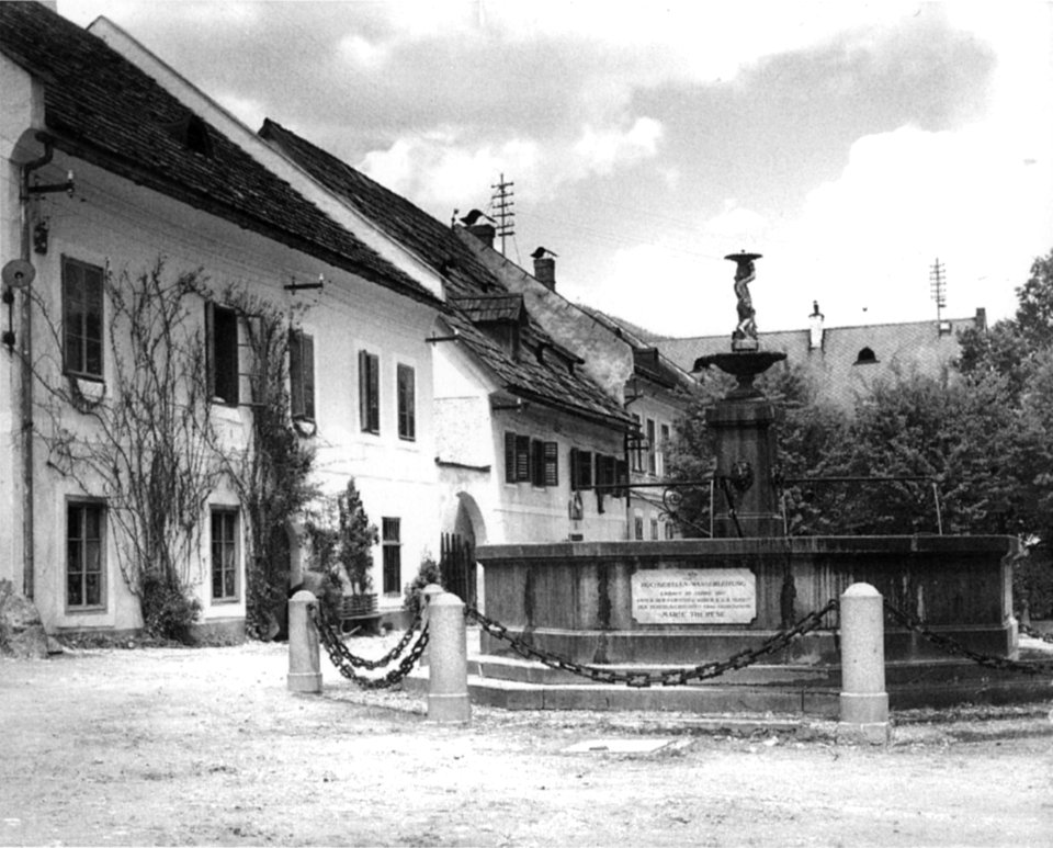 II. Wiener Hochquellenwasserleitung - Hauptplatz in St. Gallen, Brunnen, vor 1910