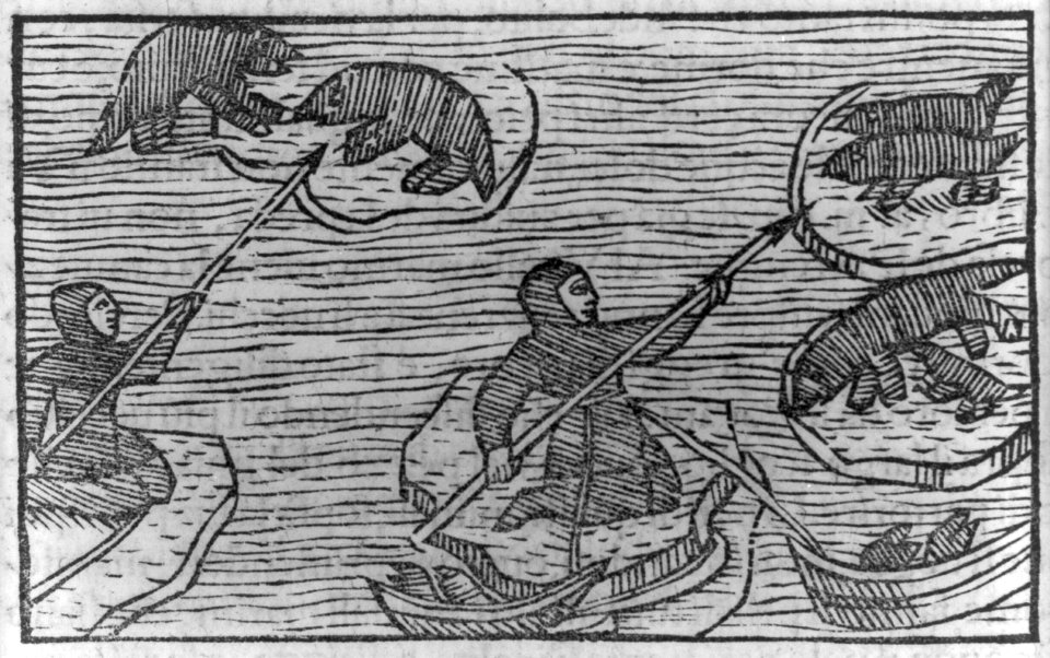 Illustration of activities of Lapps and Finns- hunting seals, wearing counterfeit black skins LCCN2007681143