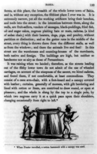Illustration showing two Brazilian slaves in Bahia carrying cloth covered sedan chair on shoulders with woman inside, with surrounding text LCCN89711118