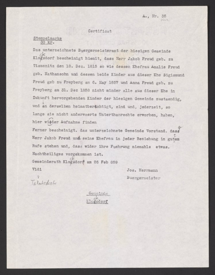 Image 5 of Sigmund Freud Papers - Family Papers, 1851-1978