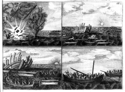 Images showing a shipwreck and people in a boat sailing toward the wreck LCCN2003654825