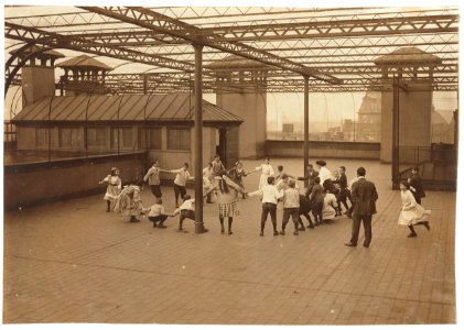 Immigrant Children Learning to Play on the Roof Garden of the Washington School. Boston 1915 Exhibit. LOC cph.3b11483