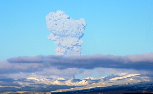 Clouds a column of ash kamchatka photo