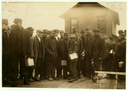 In centre is one of the young boys working underground in the Bliss Shaft of the D.L. & W. at Nanticoke, Pa. LOC nclc.01123