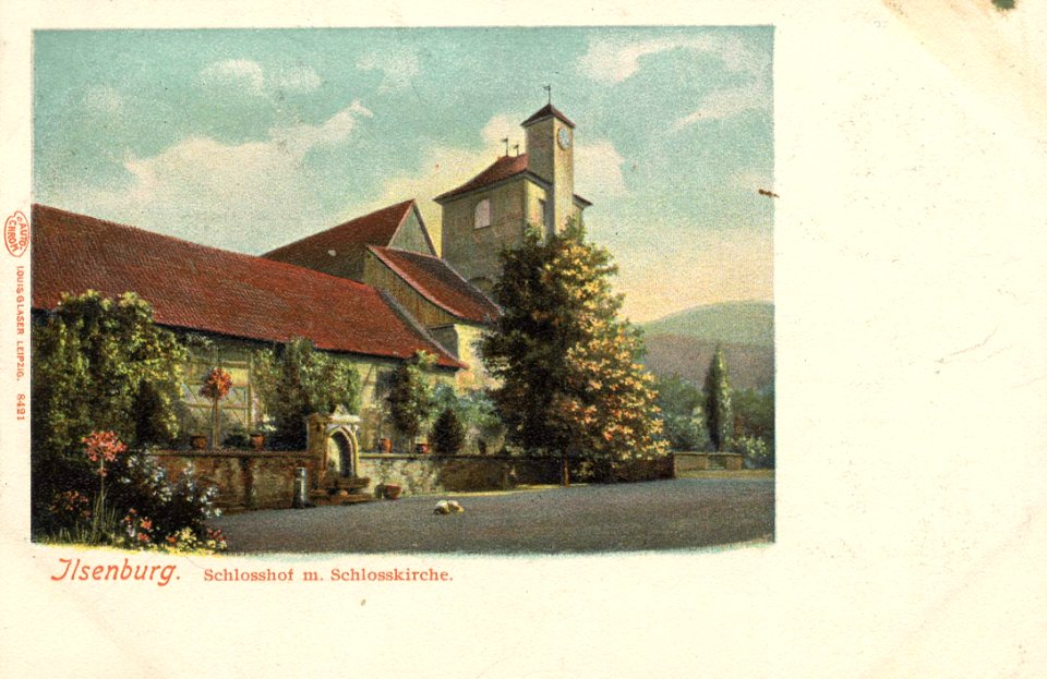 Ilsenburg (Harz), Sachsen-Anhalt - Schlosshof mit Schlosskirche (Zeno Ansichtskarten)