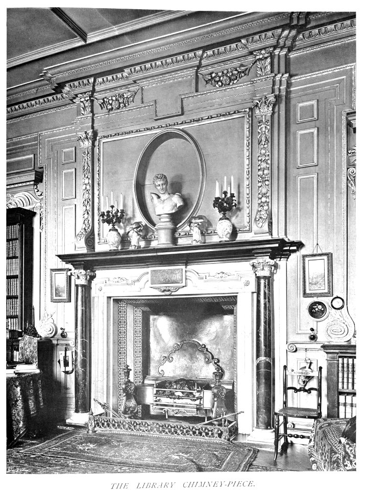 In English Homes Vol 3 Thorpe Hall Northamptonshire the library chimney piece 31295005735708 0166