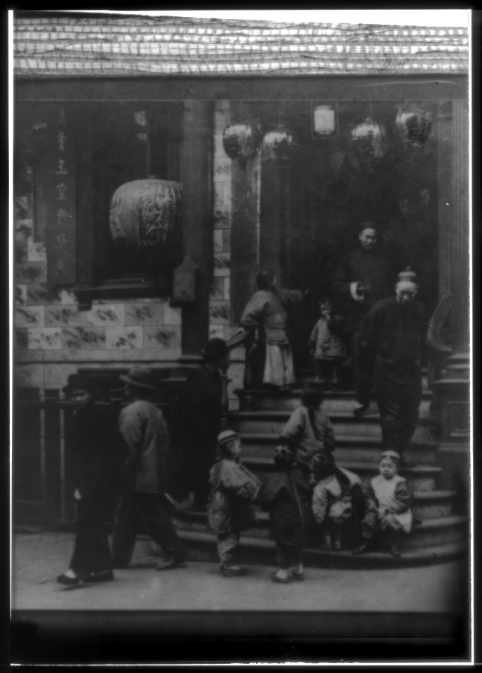 In front of the Joss House, Chinatown, San Francisco LOC agc.7a55006