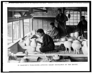 In Makudsu's work-rooms - applying relief decoration on the biscuit LCCN94514889