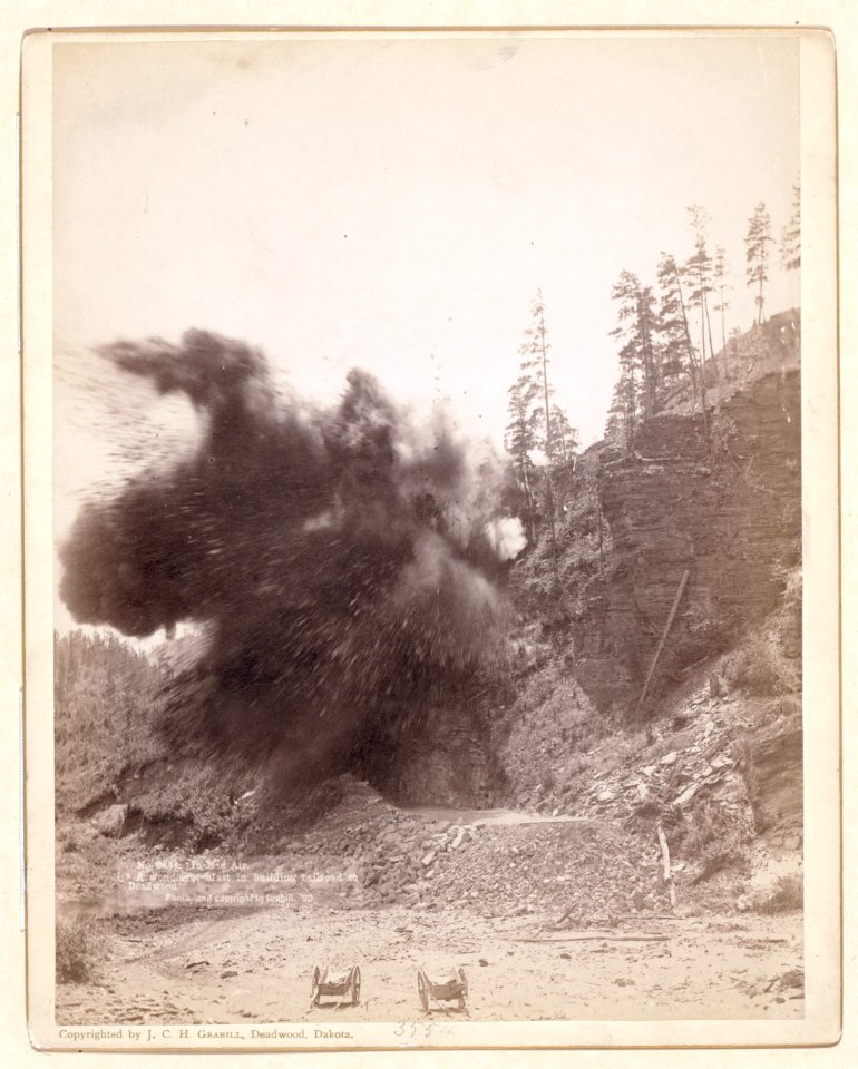 In mid air. A wonderful blast in building railroad to Deadwood LCCN99613823