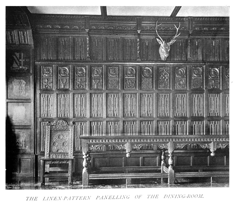 In English Homes Vol 1 Smithills Hall Bolton the linen pattern panelling of the dining room 31295001575223 0309