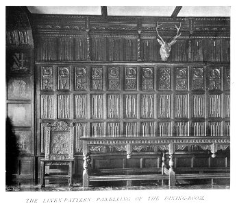 In English Homes Vol 1 Smithills Hall Bolton the linen pattern panelling of the dining room 31295001575223 0309