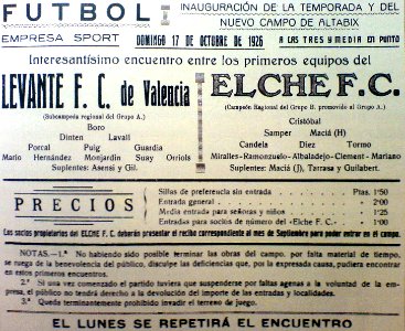 Inauguración campo de Altabix 1926 Elche