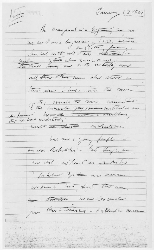 Inaugural Address, Kennedy Draft, 01-17-1961 (Page 1 of 9) (5285429155)