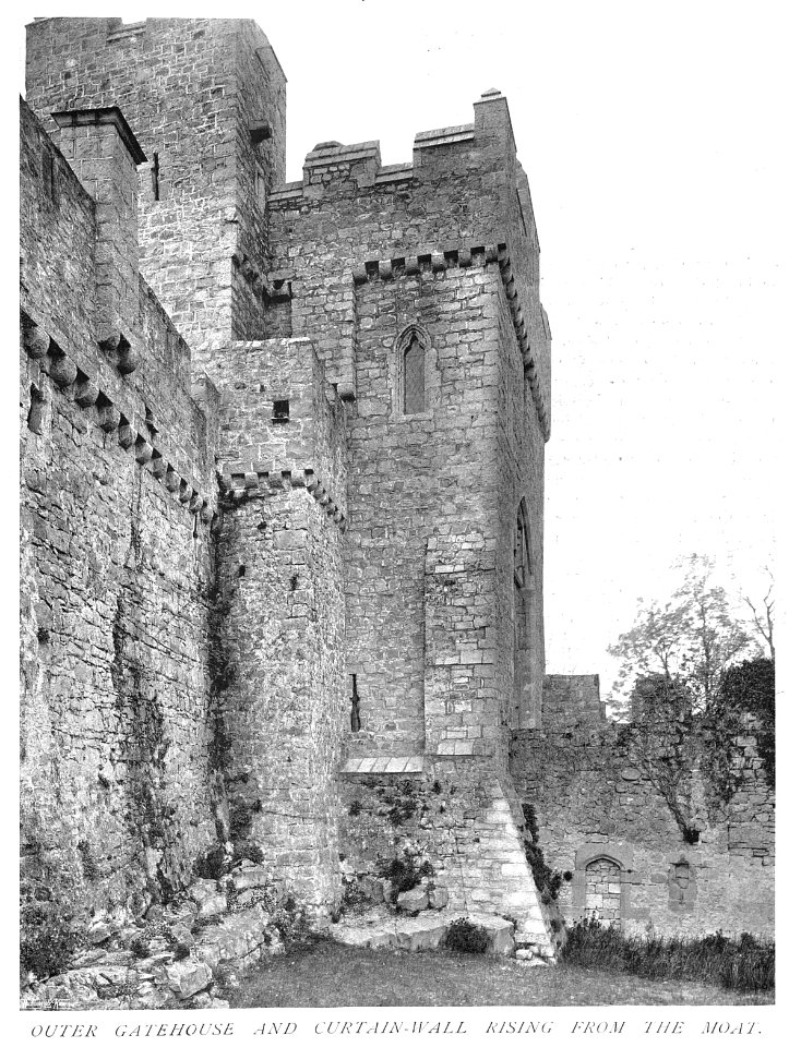 In English Homes Vol 2 St Donats Castle Glamorgan outer gatehouse and curtain wall rising from the moat 31295007279283 0053