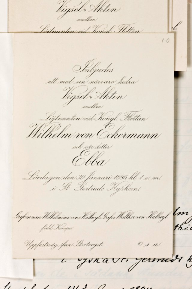 Inbjudan till Ebba och Wilhelm von Eckermanns bröllop - Hallwylska museet - 87349