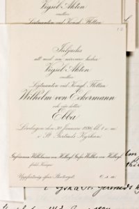 Inbjudan till Ebba och Wilhelm von Eckermanns bröllop - Hallwylska museet - 87349