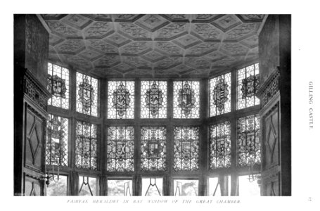 In English Homes Vol 3 Gilling Castle Yorkshire Fairfax heraldry in bay window of the great chamber 31295005735708 0052