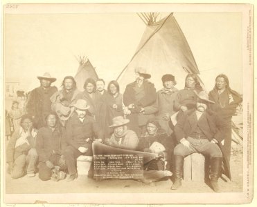 Indian chiefs and U.S. officials. 1. Two Strike. 2. Crow Dog. 3. Short Bull. 4. High Hawk. 5. Two Lance. 6. Kicking Bear. 7. Good Voice. 8. Thunder Hawk. 9. Rocky Bear. 10. Young Man Afraid LCCN99613902