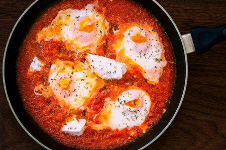 Shakshuka eggs tomato