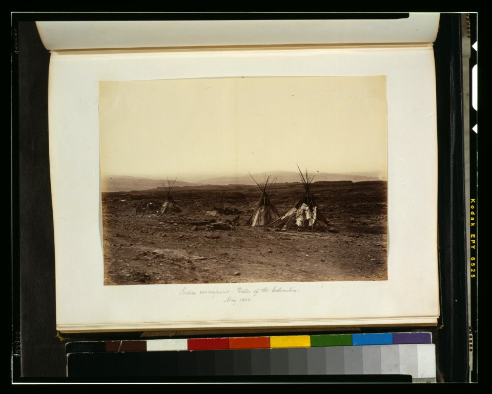 Indian encampment, Dalles of the Columbia, May 1860 LCCN2003663145