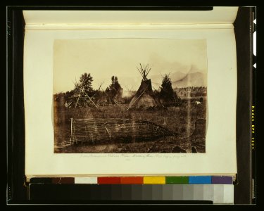 Indian encampment, Tobacco Plains, Kootenay (i.e., Kootenai) River - fish trap in the foreground, 1861 LCCN2003668216