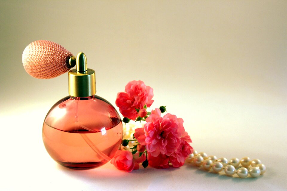 Fragrance still life glass bottle photo