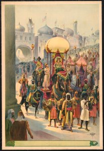 Indian parade with queen riding elephant LCCN2018647622