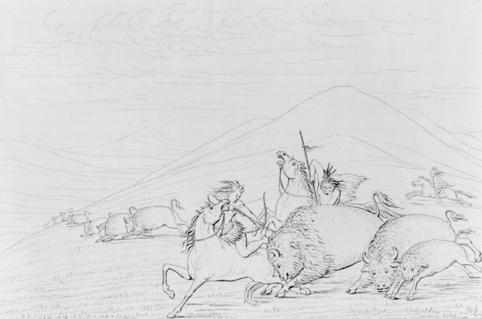 Indians killing buffaloes LCCN2002698301 (cropped)