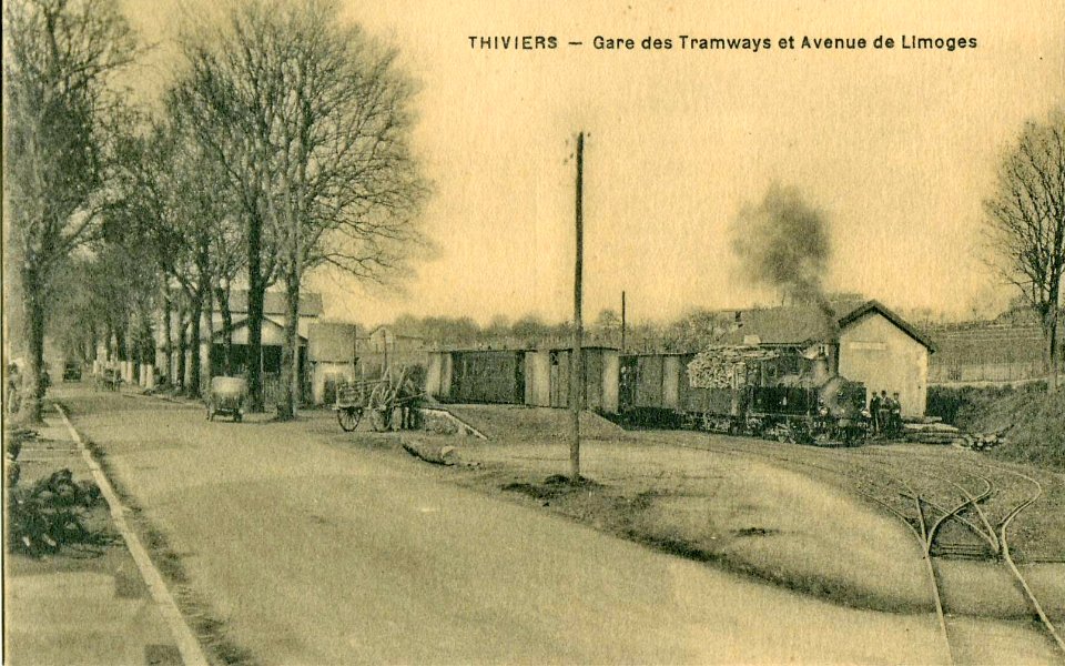 INCONNU - THIVIERS - Gare des Tramways et Avenue de Limoges