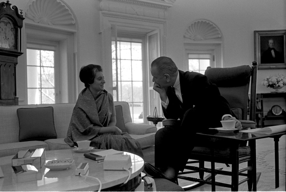 Indira Gandhi and LBJ meeting in the Oval Office (2)
