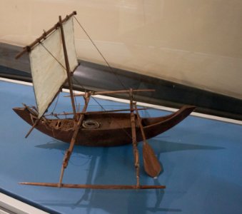 Indonesian boat with outrigger, model in the Vatican Museums photo