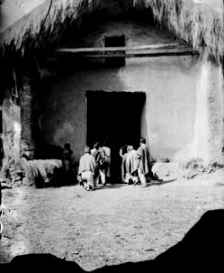 Indianer dansar utanför kyrka. Bildark. 2390. Neg. nr, 330. Moxos Province. Bolivia - SMVK - 002390