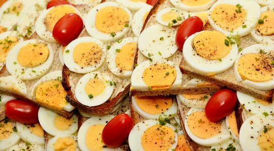 Yolk boiled eggs party snack photo