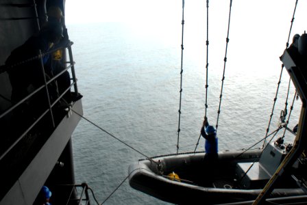 Inflatable boat lowered from USS Ronald Reagan DVIDS63672