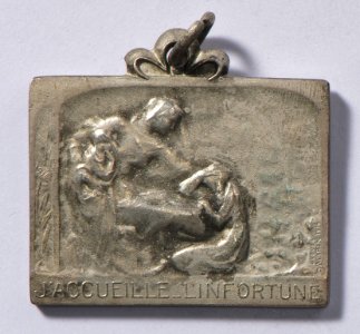 J'Accueille l'Infortune 1914, medal by Jacques Marin (1877-1950), Belgium, 1916, Coins and Medals Department of the Royal Library of Belgium, 2Lef 58 - 23 (recto)
