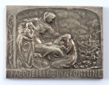 J'Accueille l'Infortune 1914, plaquette by Jacques Marin (1877-1950), Belgium, 1916, Coins and Medals Department of the Royal Library of Belgium, 2Lef67 - 37 (recto)