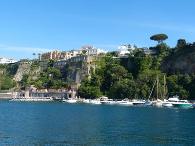 Cityscape coast boats photo