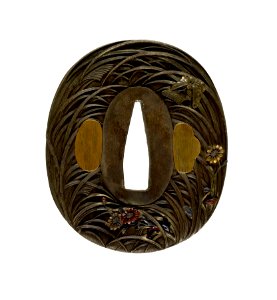Iwamoto Konkan - Tsuba with Autumn Grasses and Insects - Walters 51382 - Back