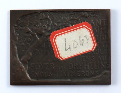 J'Accueille l'Infortune 1914, plaquette by Jacques Marin (1877-1950), Belgium, 1916, Coins and Medals Department of the Royal Library of Belgium, 2Lef67 - 38 (verso)