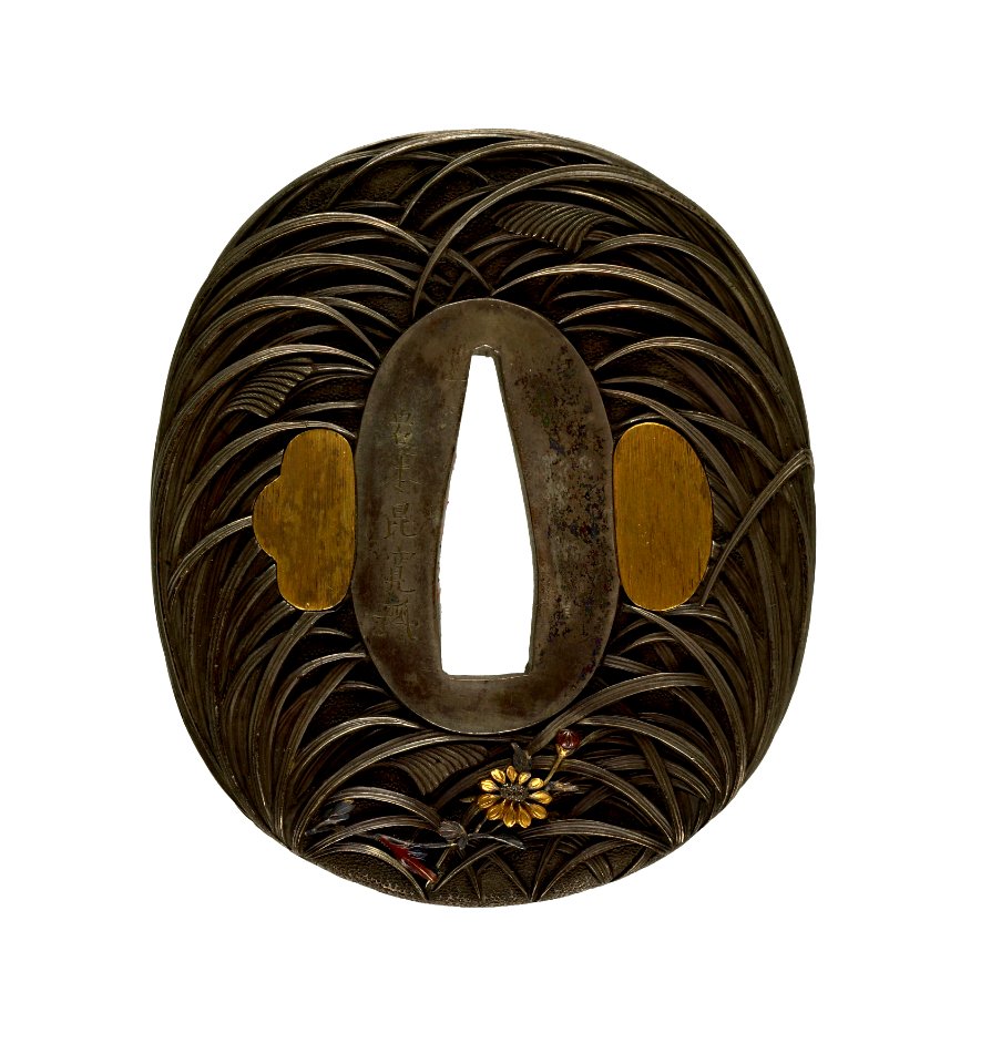 Iwamoto Konkan - Tsuba with Autumn Grasses and Insects - Walters 51382