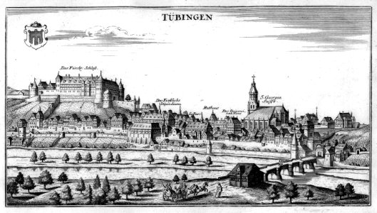 J Stridbeck - Tübingen von Süden Kupferstich ca.1700