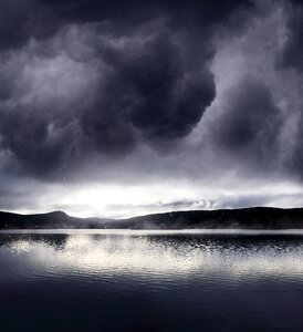 Rain dramatic lake