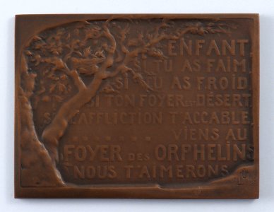 J'Accueille l'Infortune 1914, plaquette by Jacques Marin (1877-1950), Belgium, 1916, Coins and Medals Department of the Royal Library of Belgium, 2Lef67 - 39 (verso)