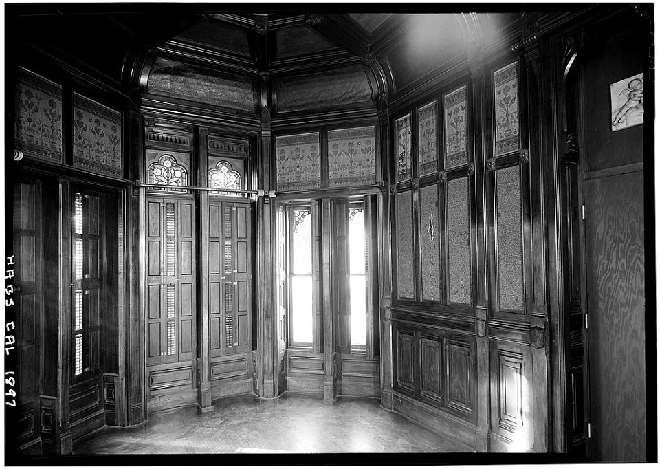 J. Mora Moss House library interior