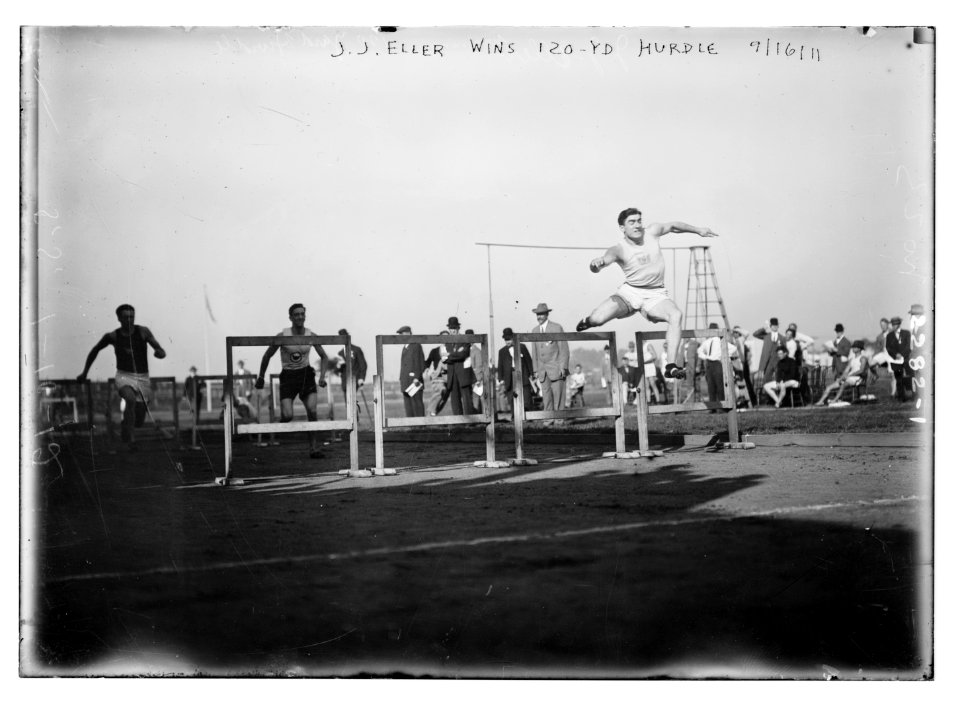 J.J. Eller wins 120 yd. Hurdle 1911 LCCN2014689659