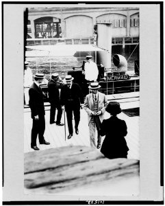 J.P. Morgan, Jr., and his yacht Mermaid, which he uses daily to carry him to and from his office and his summer home in Greenwich, Connecticut LCCN90711048